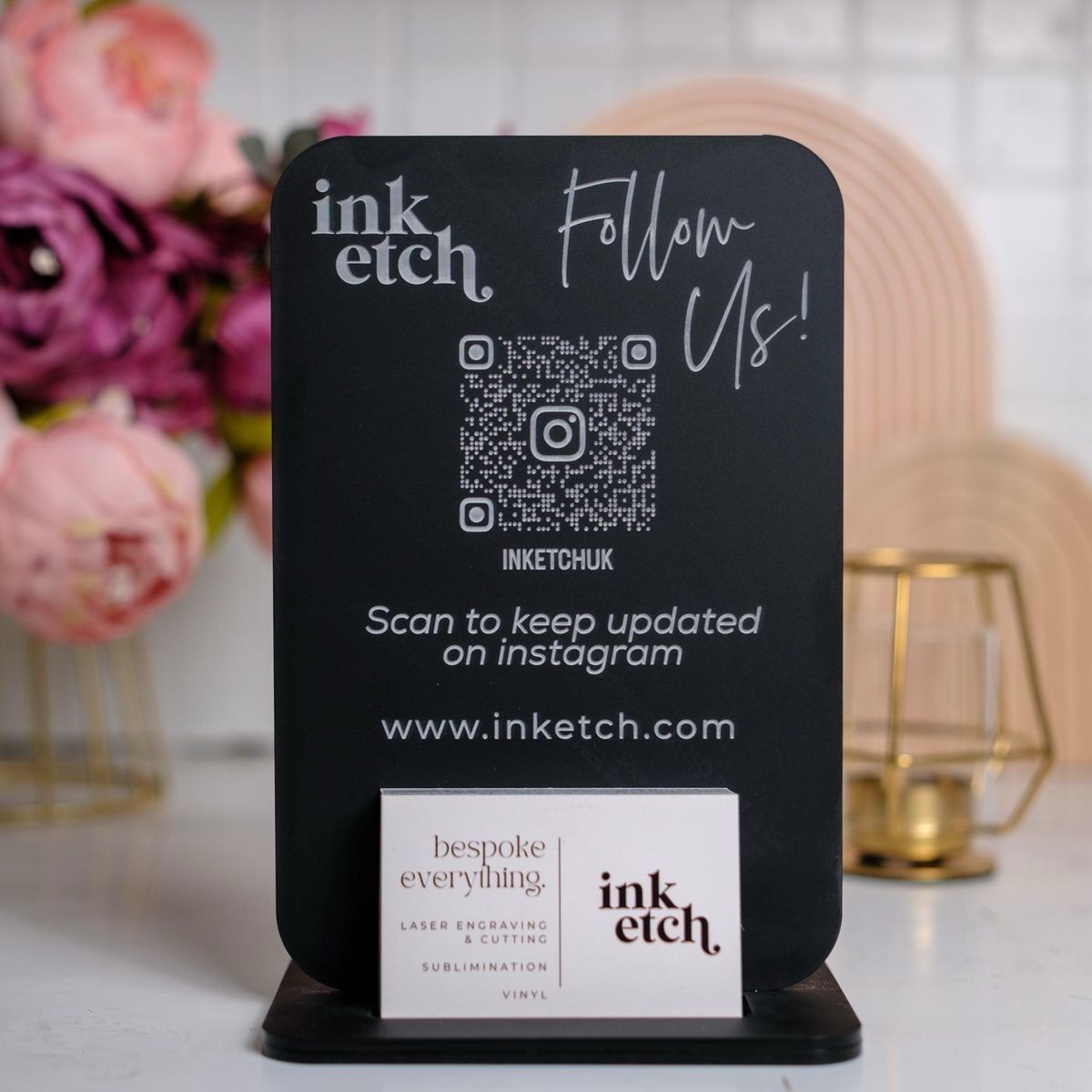 QR Stand With Card Holder - Design 1