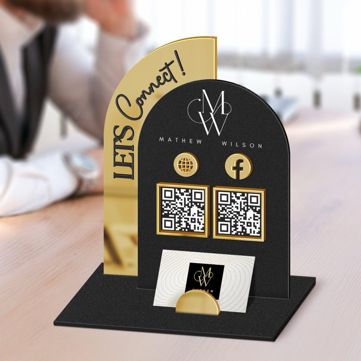 QR Stand With Card Holder - Design 2