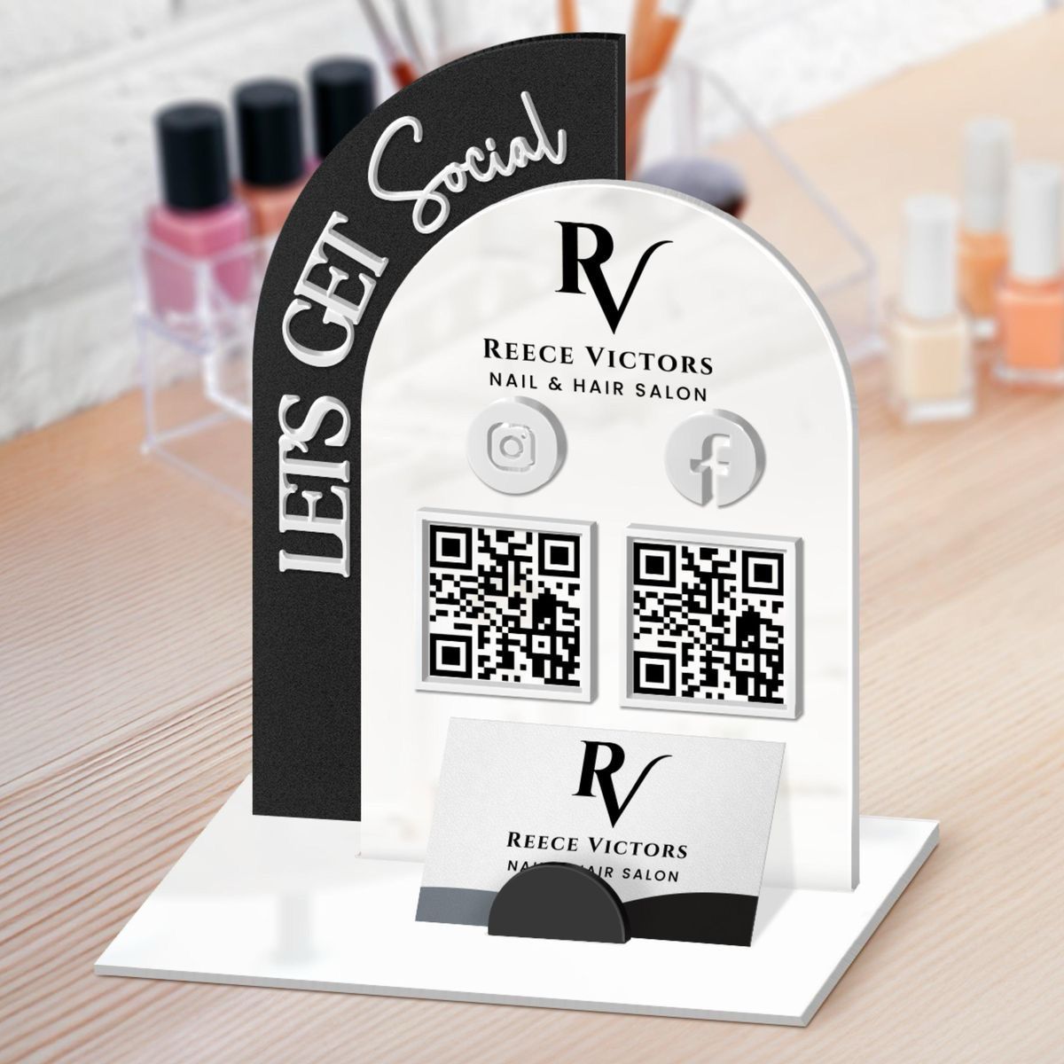 QR Stand With Card Holder - Design 3