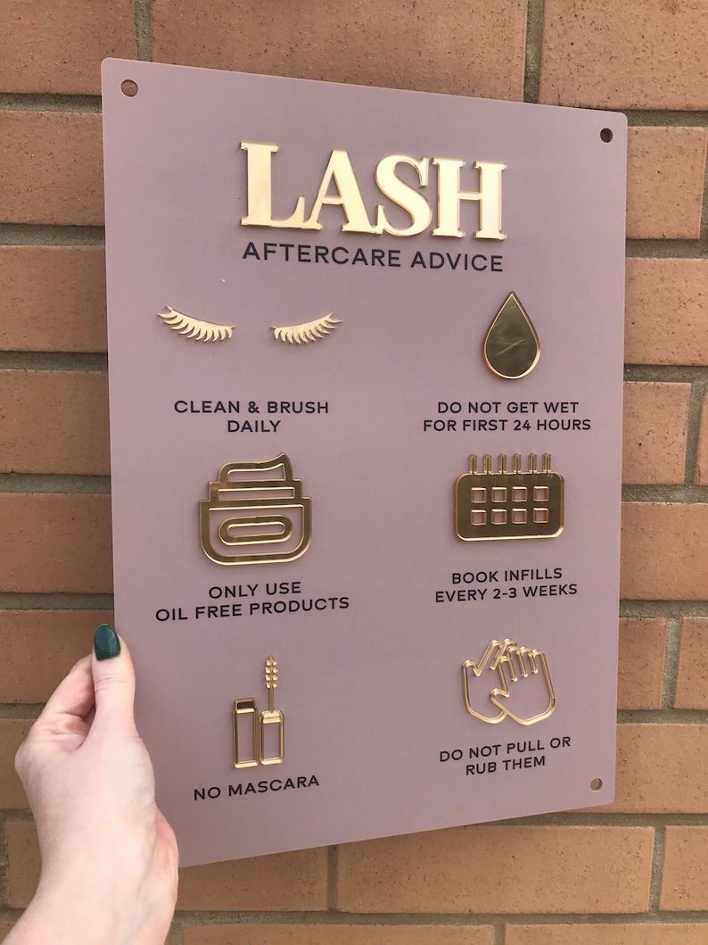 Lash After Care Sign (Wall Mounted) - Design 2