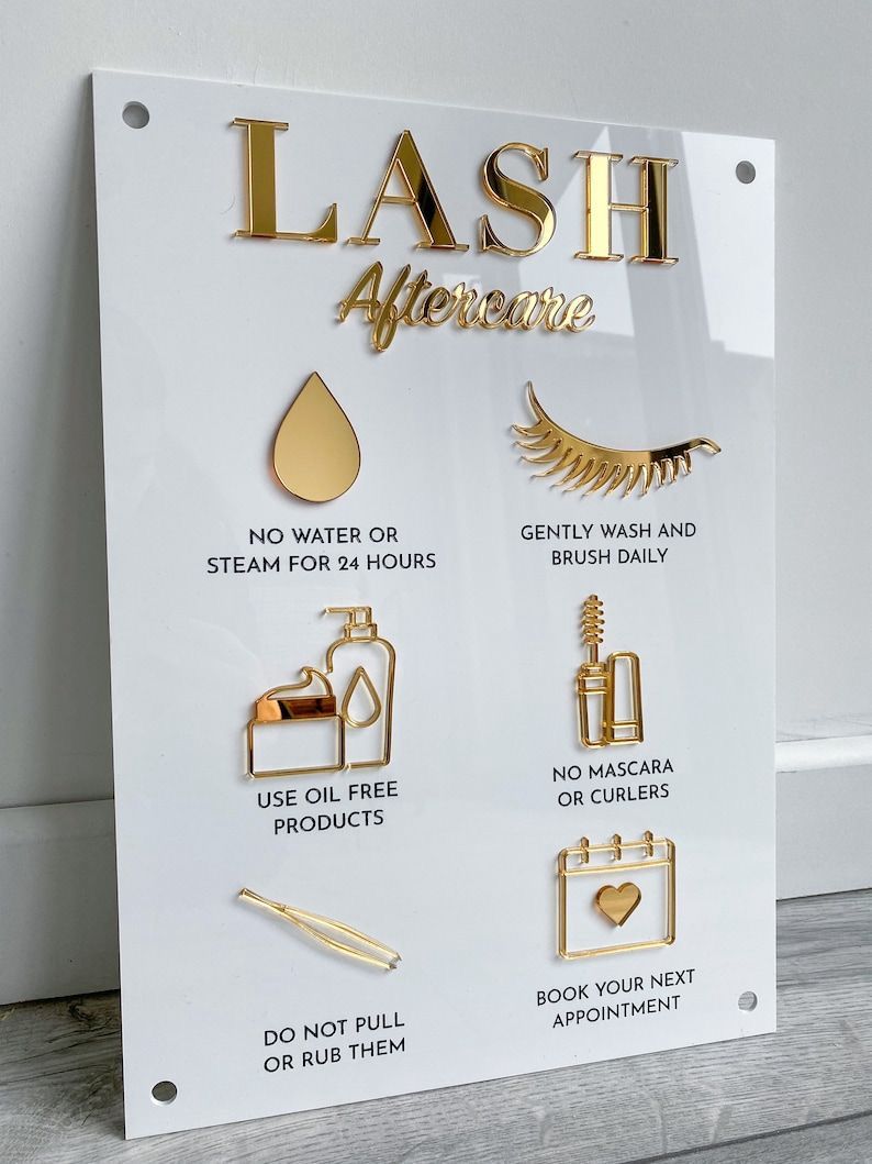 Lash After Care Sign (Wall Mounted) - Design 1